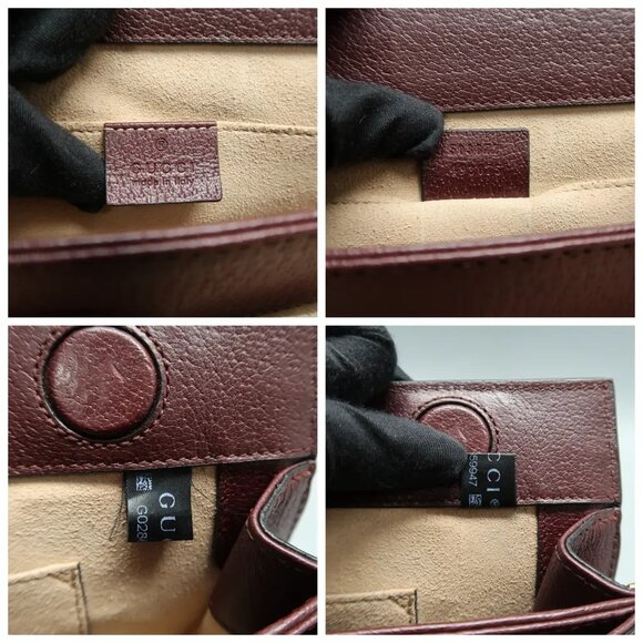 GUCCI Ophidia Maroon Leather Shoulder Bag 813-022425 - Picture 11 of 12